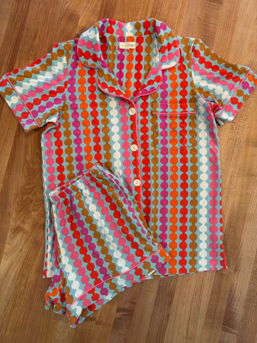 Bedhead x Trina Turk Dancing Circles Classic Shorty Stretch Jersey PJ Set - XS